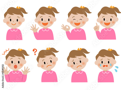 女の子　表情　アイコン　セット