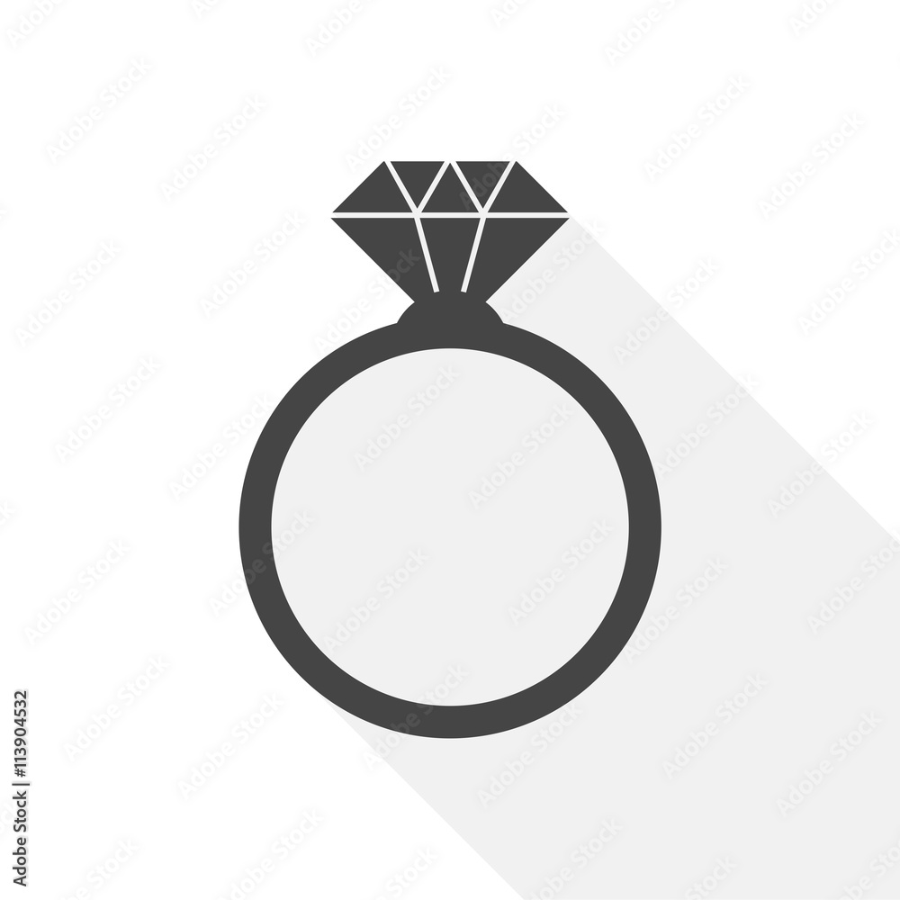 Diamond engagement ring icon with long shadow Diamond engagement ring icon with long shadow