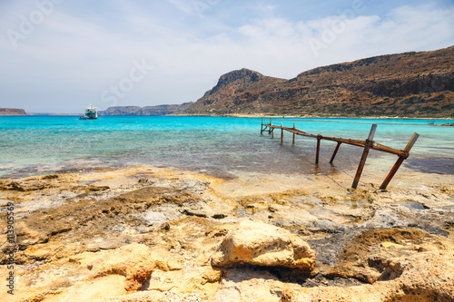 View of the beautiful beach in  Balos Lagoon  Crete