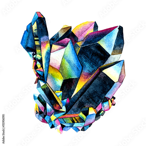 Watercolor gemstone. Hand drawn illustration