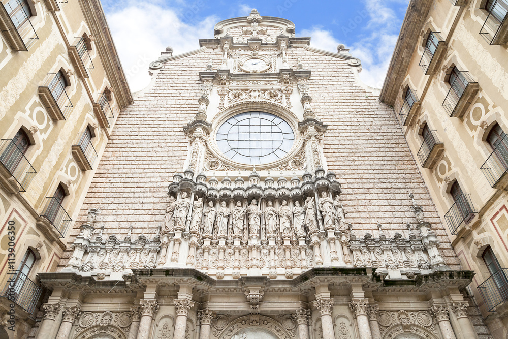 Facade of Santa Maria de Montserrat Abbey, Catalonia,  Spain