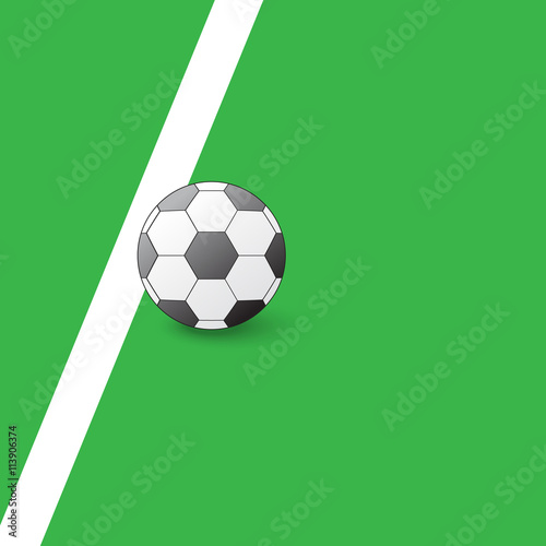Soccer ball on the field next to the white line.