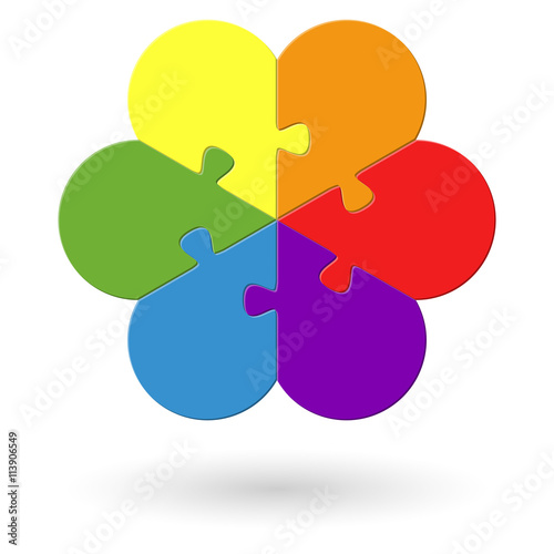 round flower puzzle colored