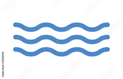 Blue ocean sea water line art icon for apps and websites