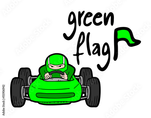 green racing car