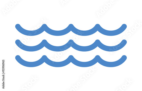 Blue ocean sea water waves line art icon for apps and websites