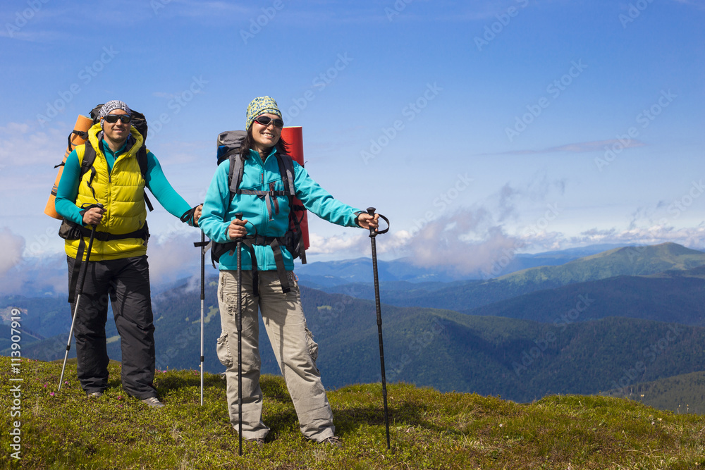 Summer hiking in the mountains.