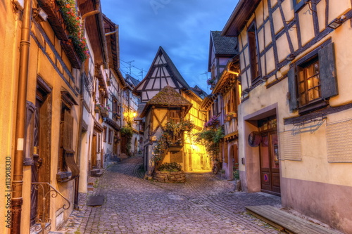 Rempart-sud street in Eguisheim, Alsace, France © Elenarts
