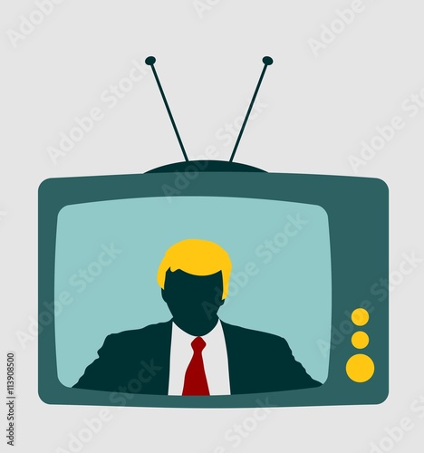 Television set broadcasting the news with an reporter