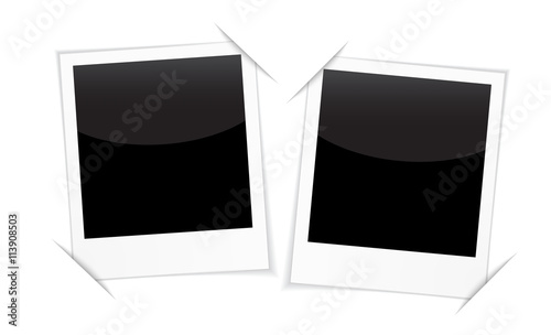 Retro 2 photo frames isolated on white