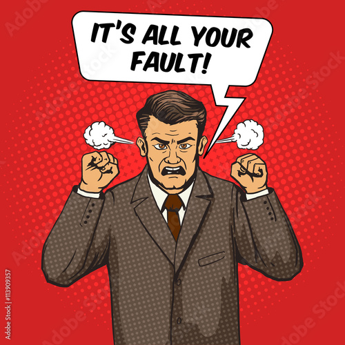 Angry man pop art style vector
