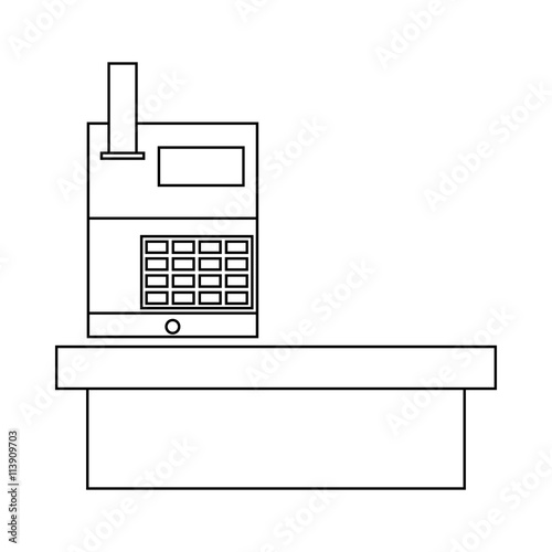 Cash desk in supermarket icon, outline style