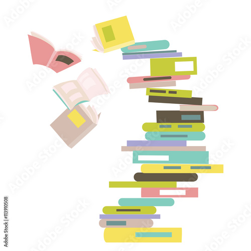 Falling stack of books