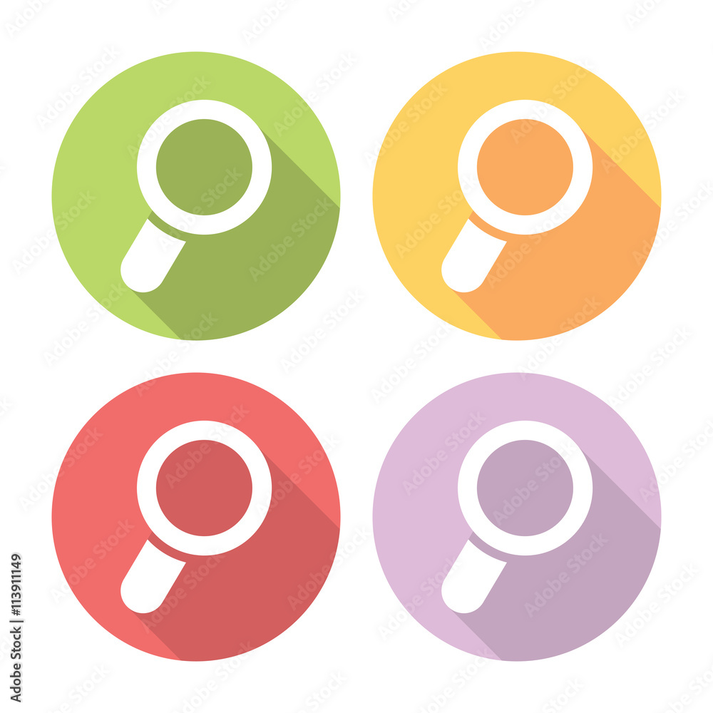Magnifier Glass Flat Icons Set