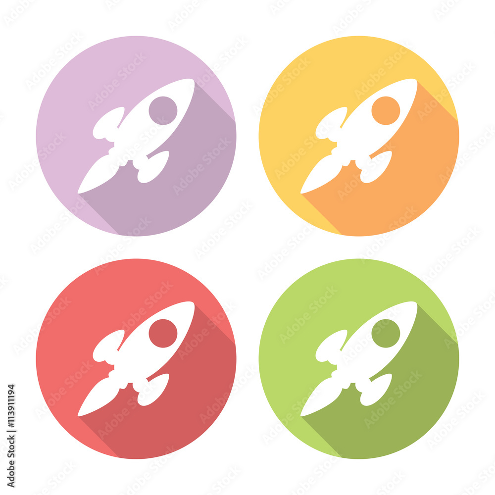 Space Rocket Flat Icons Set Space Rocket Flat Icons Set