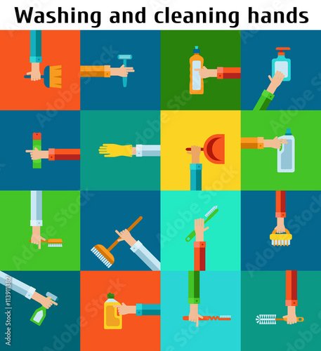 Set of cleaning hands