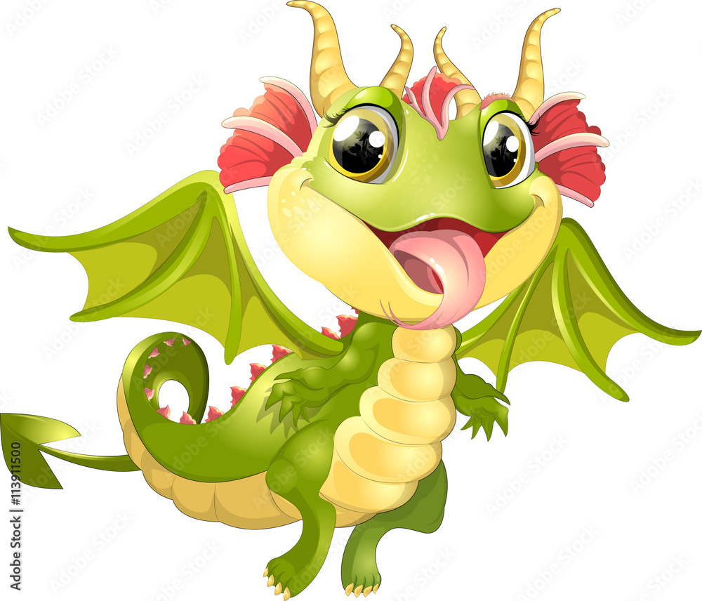 Fototapeta premium Beautiful dragon on a white background