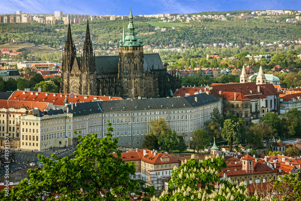 Naklejka premium Prague Castle and Saint Vitus Cathedral, Czech Republic. 