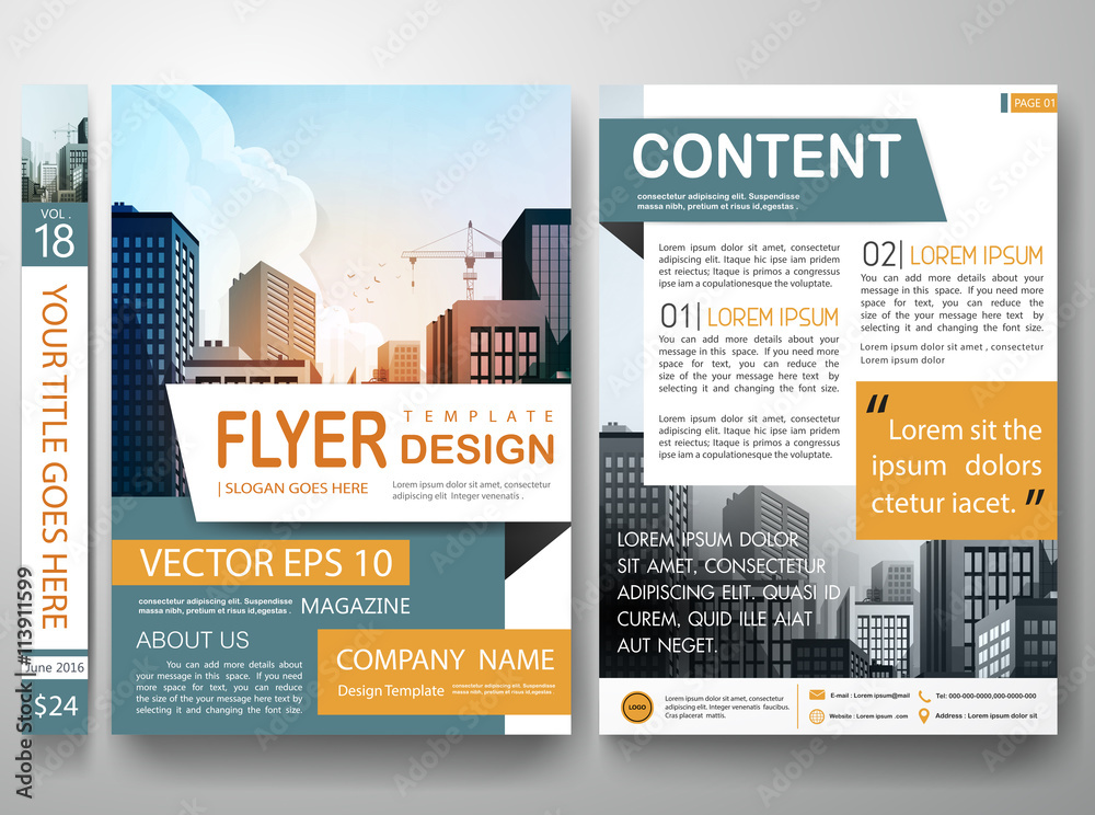 Flyers design template vector.City design on a4 brochure layout background.Cover book portfolio presentation.Green orange shape on poster design.Brochure report business magazine poster template. Flyers design template vector.City design on a4 brochure layout background.Cover book portfolio presentation.Green orange shape on poster design.Brochure report business magazine poster template.