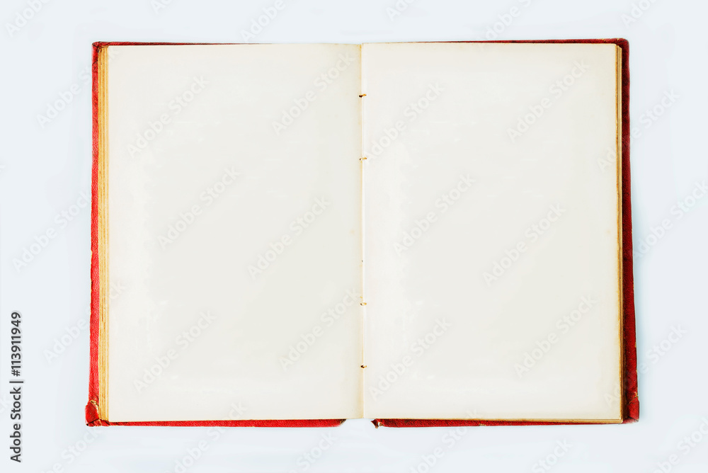 Vintage old blank open notebook isolated on white background. Stock Photo |  Adobe Stock