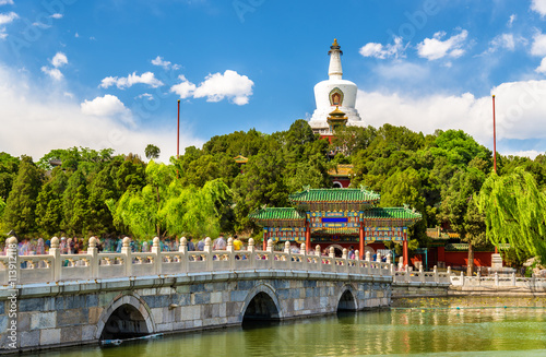 View of Jade Island with White Pagoda in Beihai Park - Beijing