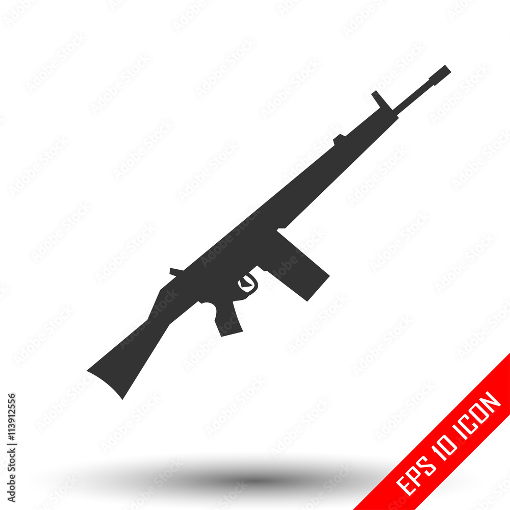Rifle icon. Rifle gun sign. Simple flat logo of rifle on white background. Vector illustration. Rifle icon. Rifle gun sign. Simple flat logo of rifle on white background. Vector illustration.