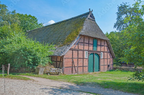 im bekannten Heidedorf Wilsede am Wilseder Berg in der Lüneburger Heide,Niedersachsen,Deutschland photo