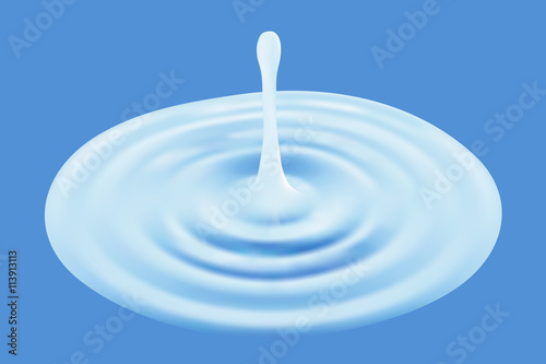 Water drop in sunlight isolated. 3d illustration. vector. splash. ripple. dip