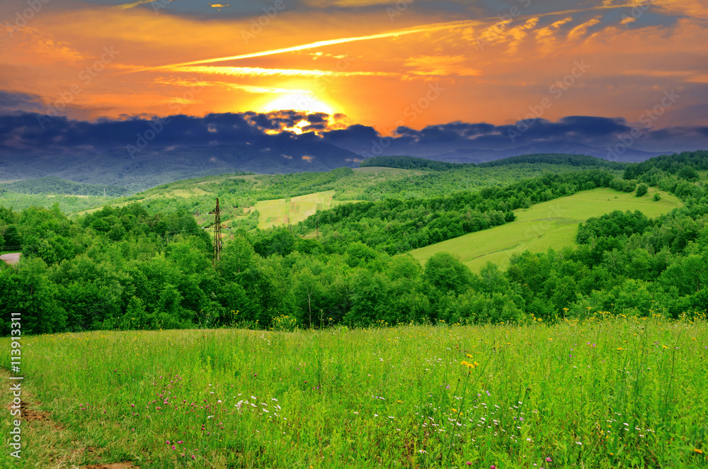 Sunset in the mountains