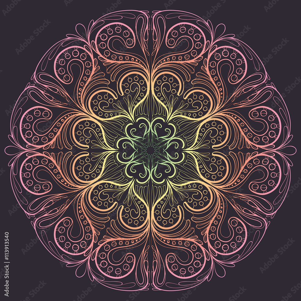 Vector Beautiful Deco Black Mandala, Patterned Design Element, Ethnic Amulet, round floral motif pattern Vector Beautiful Deco Black Mandala, Patterned Design Element, Ethnic Amulet, round floral motif pattern