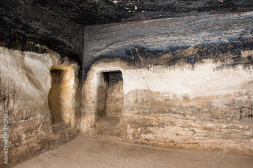 Interior of a cave at the historic site of Petra in Jordan