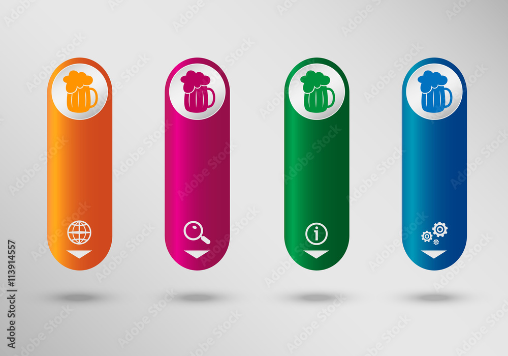Beer mug icon on vertical infographic design template, can be us Beer mug icon on vertical infographic design template, can be us
