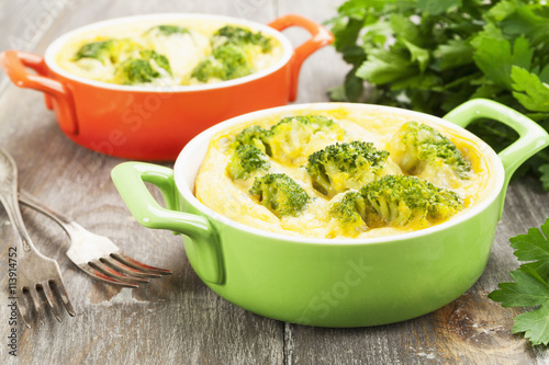 Broccoli baked with cheese and eggs
