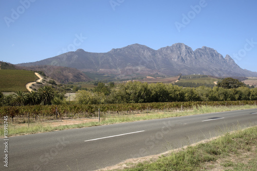STELLENBOSCH WESTERN CAPE SOUTHERN AFRICA - APRIL 2016 -Highway along the Stellenbosch wine route in the Western Cape South Africa