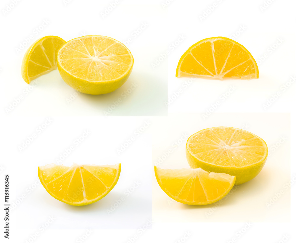 yellow lime lemon isolated on white
