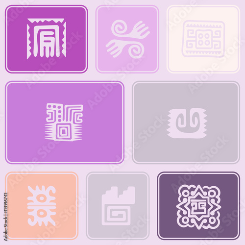 Seamless pattern with American Indians relics dingbats characters for your design