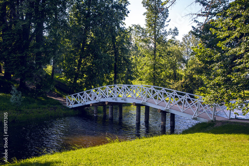 white wooden bridge on the river