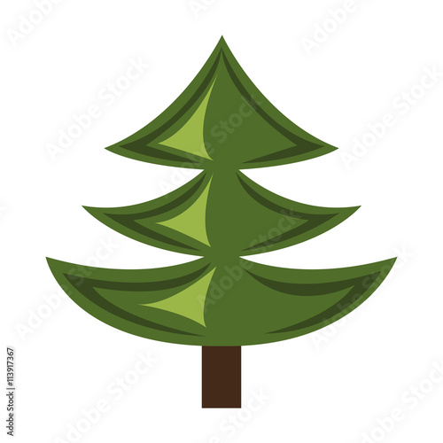 green pine tree with wooden log,vector graphic