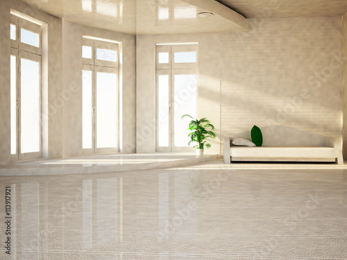 modern sofa in the room, 3d