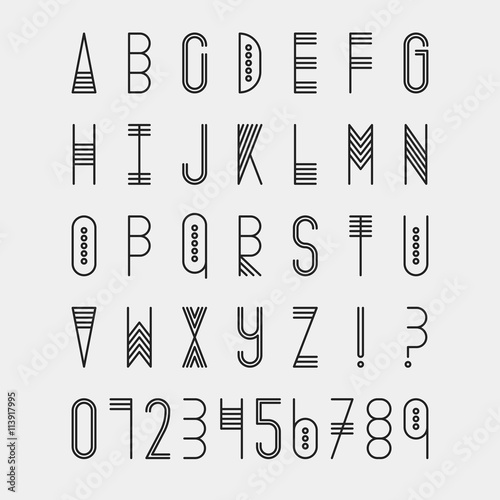 Original ethnic latin alphabet set.