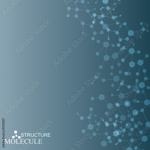 Structure molecule and communication Dna, atom, neurons. Science concept for your design. Connected lines with dots. Medical, technology, chemistry, science background. Vector illustration.