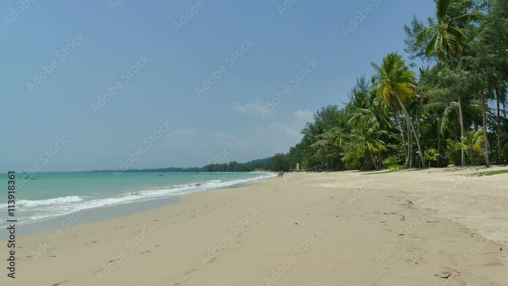 Nature with tropical sea and beach on white cloud and blue sky Nature with tropical sea and beach on white cloud and blue sky