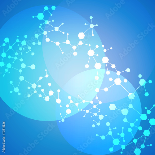 Structure molecule and communication Dna, atom, neurons. Science concept for your design. Connected lines with dots. Medical, technology, chemistry, science background. Vector illustration.