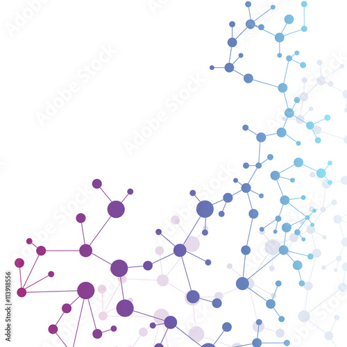 Structure molecule and communication Dna, atom, neurons. Science concept for your design. Connected lines with dots. Medical, technology, chemistry, science background. Vector illustration.