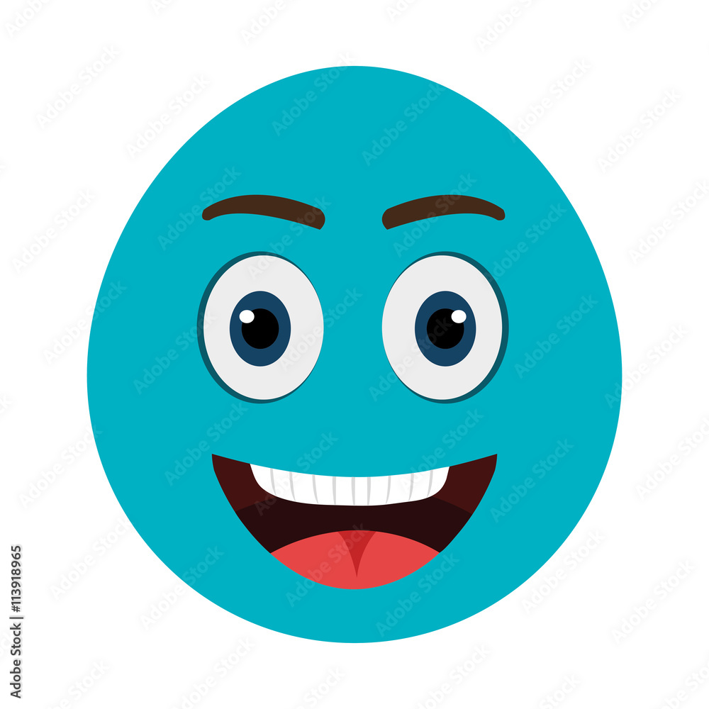 blue cartoon face smiling,vector graphic blue cartoon face smiling,vector graphic
