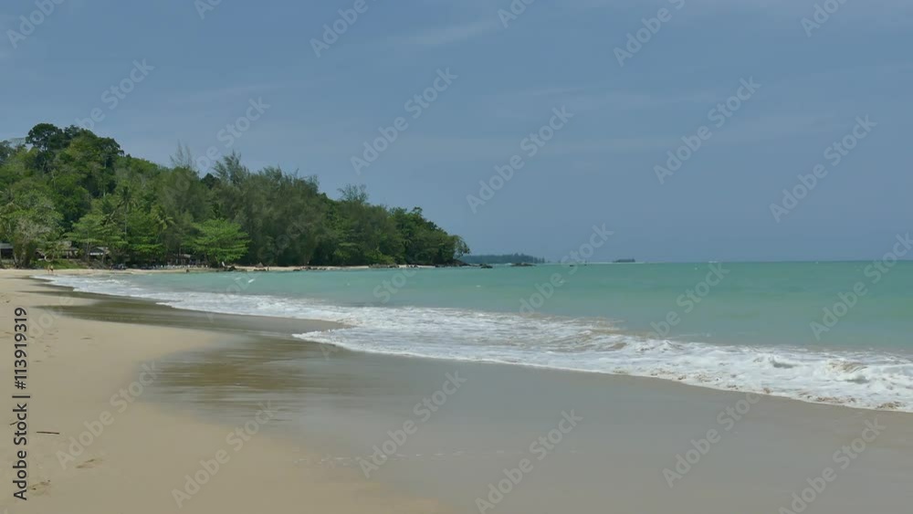 Nature with tropical sea and beach on white cloud and blue sky Nature with tropical sea and beach on white cloud and blue sky