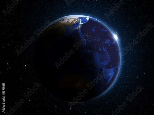 Planet Earth in outer space 3d illustration