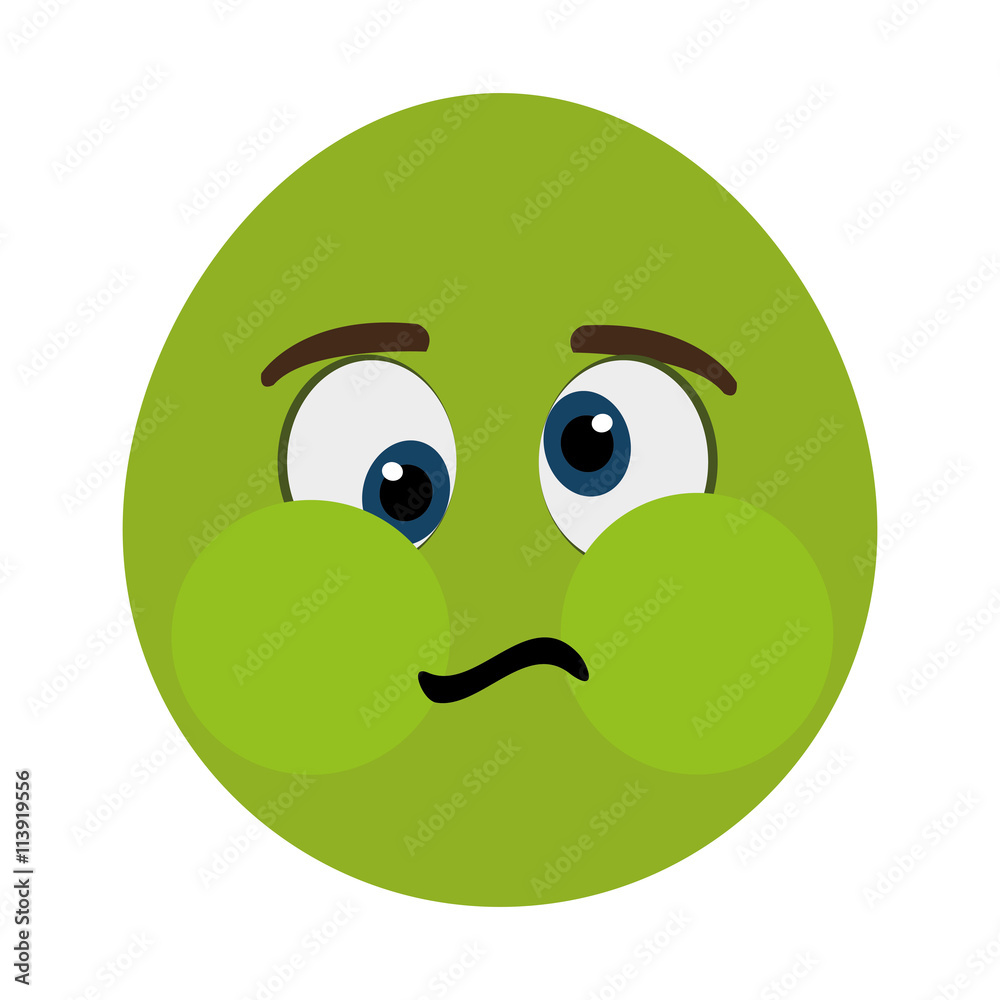 green cartoon face with sick expression,vector graphic green cartoon face with sick expression,vector graphic