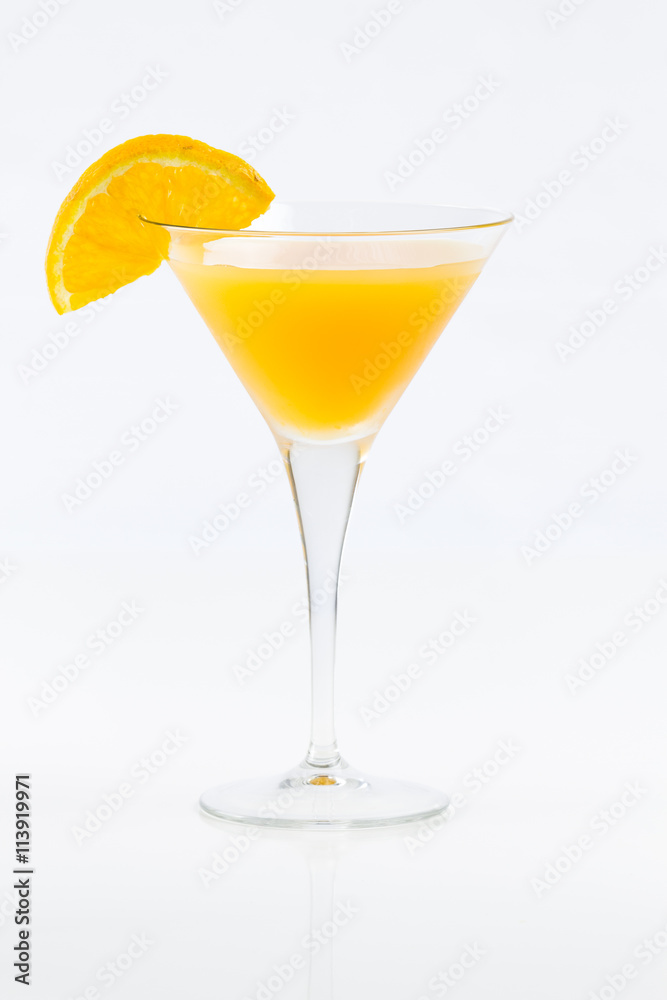 Orange juice on cocktail glass