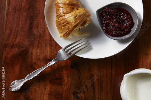 Croissants with jam photo